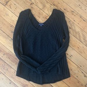 American Eagle Black Simmer V-Neck Sweater